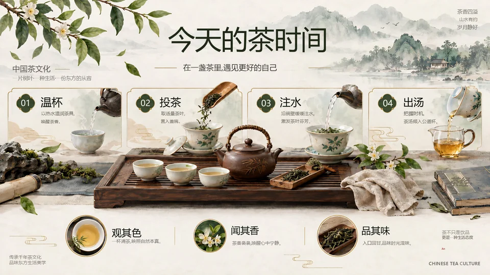 Reopened PPTX with a new Chinese heading and a smaller circular flower picture shifted right near the bottom center