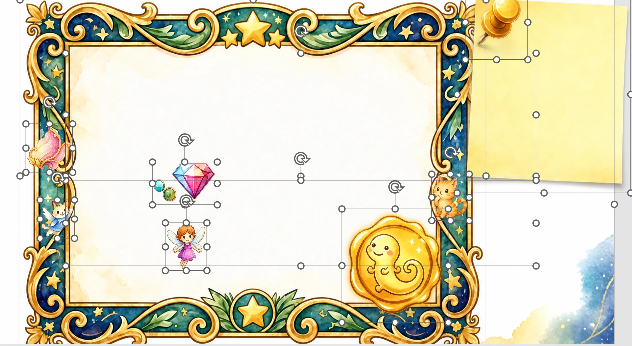 Transparent elements from a 2pptx element pack imported into PowerPoint and moved manually
